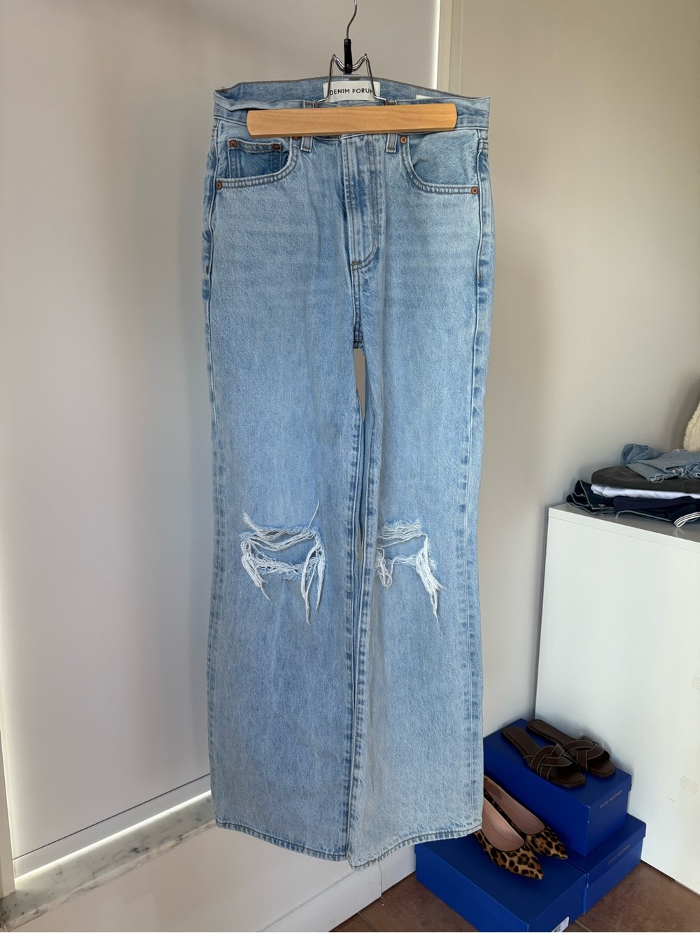 Denim Forum Farrah Hi-Rise Wide Jeans - Light Blue 30 lenght